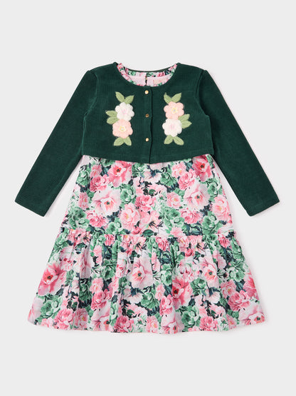 Lily Floral Print Dress and Knitted Cardigan Set