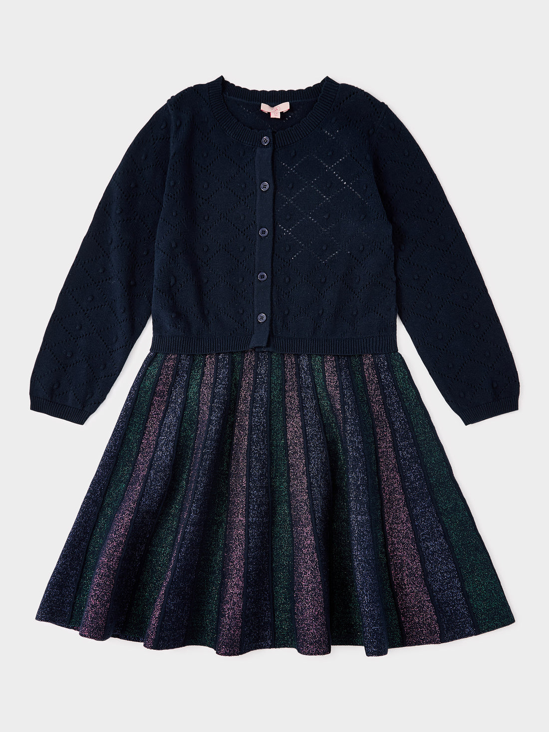 Vienna Navy 2-in-1 Dress with Multi Stripe Skirt | GWD Clothing