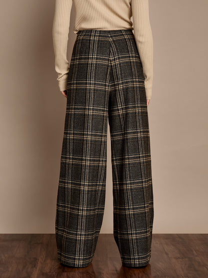 Aimee Brown Check Wide-Leg Trouser