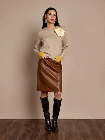Carolyn Chestnut Faux Leather Midi Skirt
