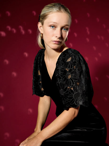 GWD Cecily Embroidered Velvet Maxi Dress