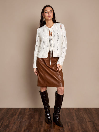 Rachel Cream Crochet Knit Cardigan