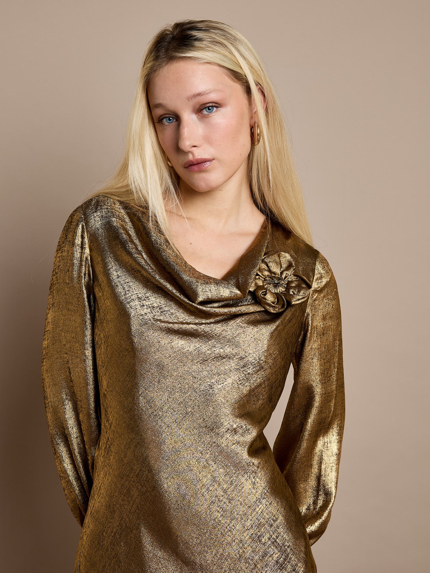 Juliet Gold Metallic Maxi Dress