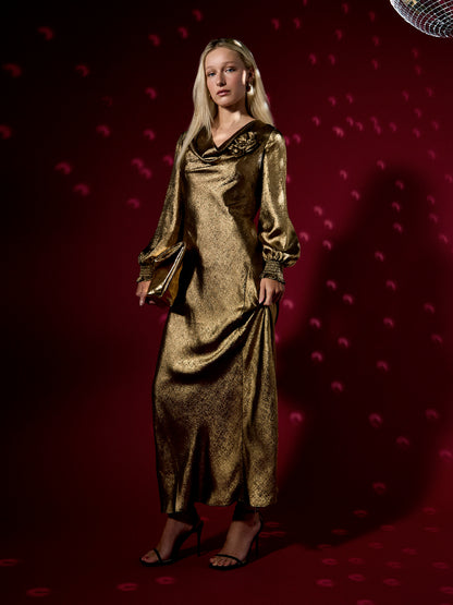 Juliet Gold Metallic Maxi Dress