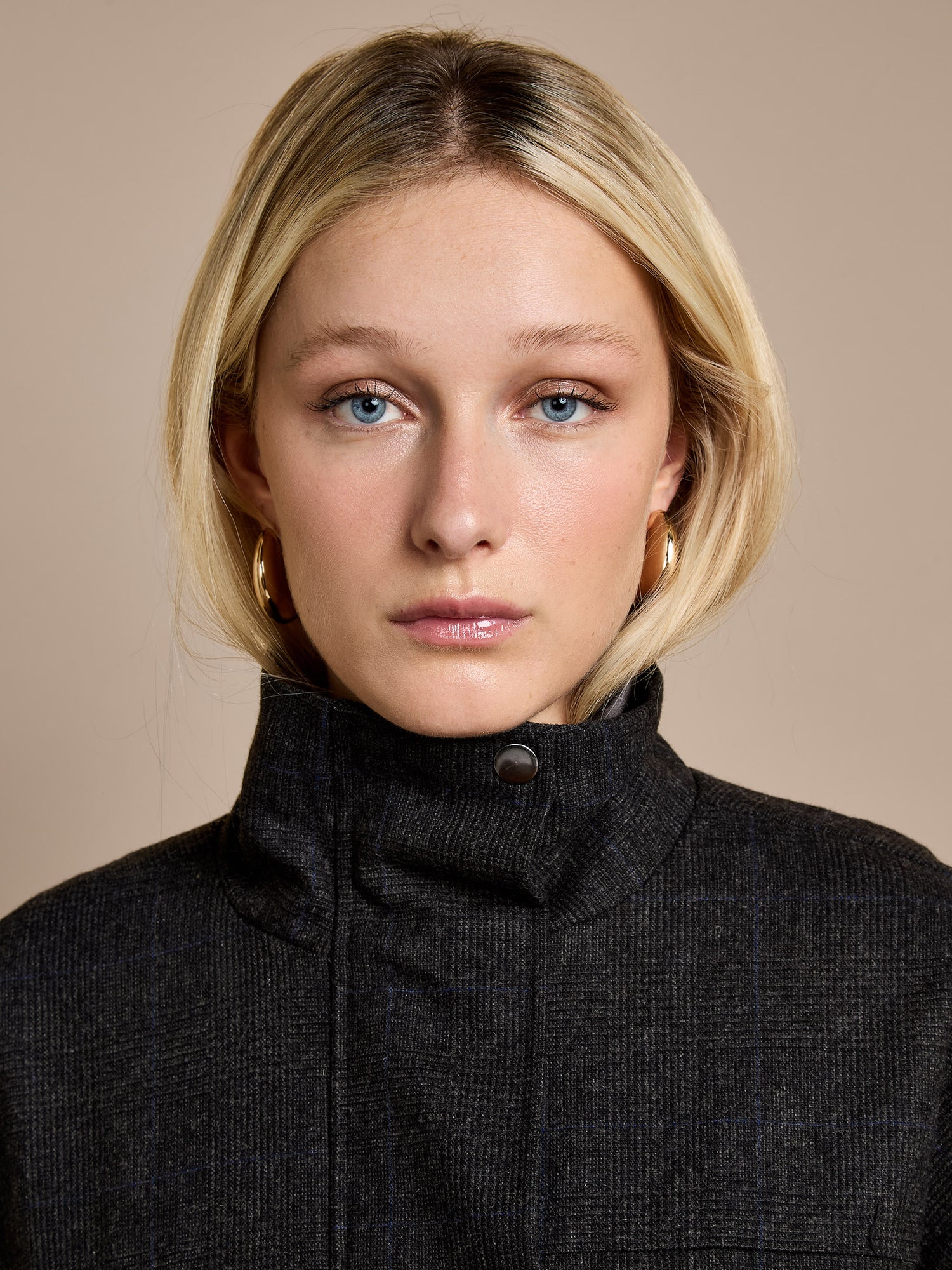 Lewlyn Grey Checked Bomber Jacket