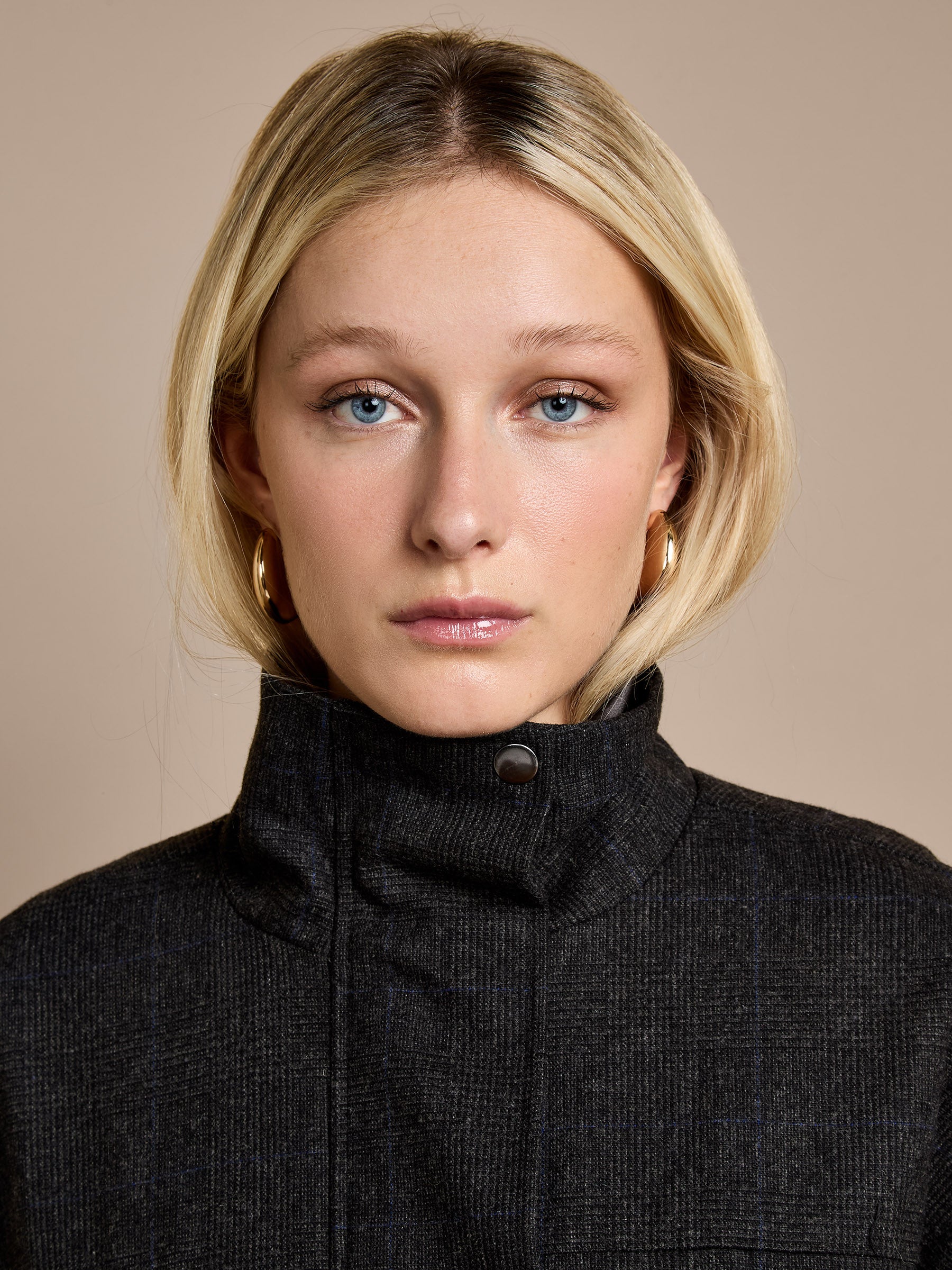 Lewlyn Grey Checked Bomber Jacket