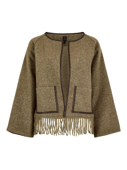 Meredith Wool Blend Tassel Jacket – Olive Herringbone