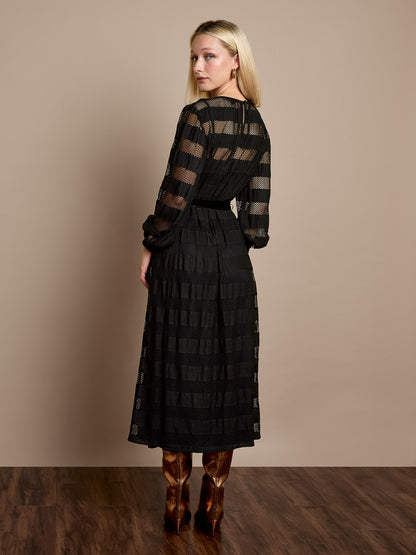 Petunia Black Jersey Lace Midi Dress