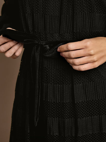 Petunia Black Jersey Lace Midi Dress