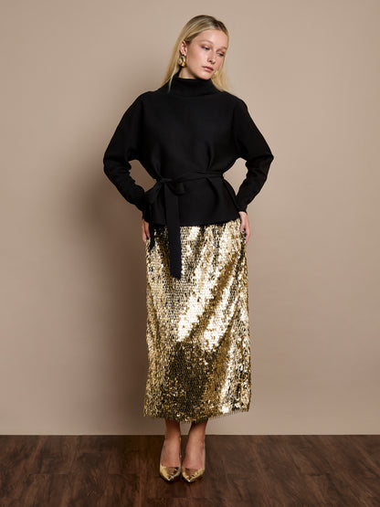 Simone Sequin Skirt Gold