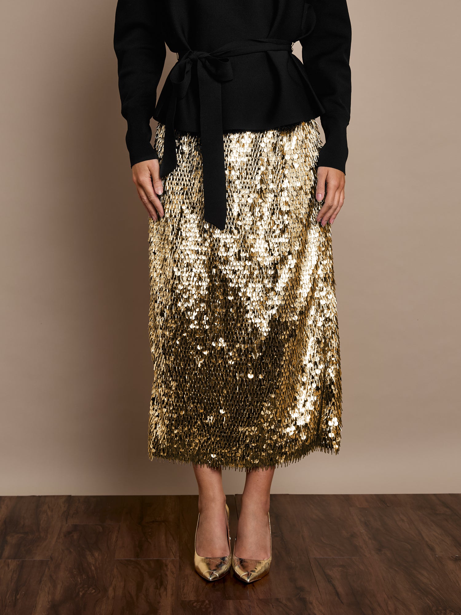 Simone Sequin Skirt Gold