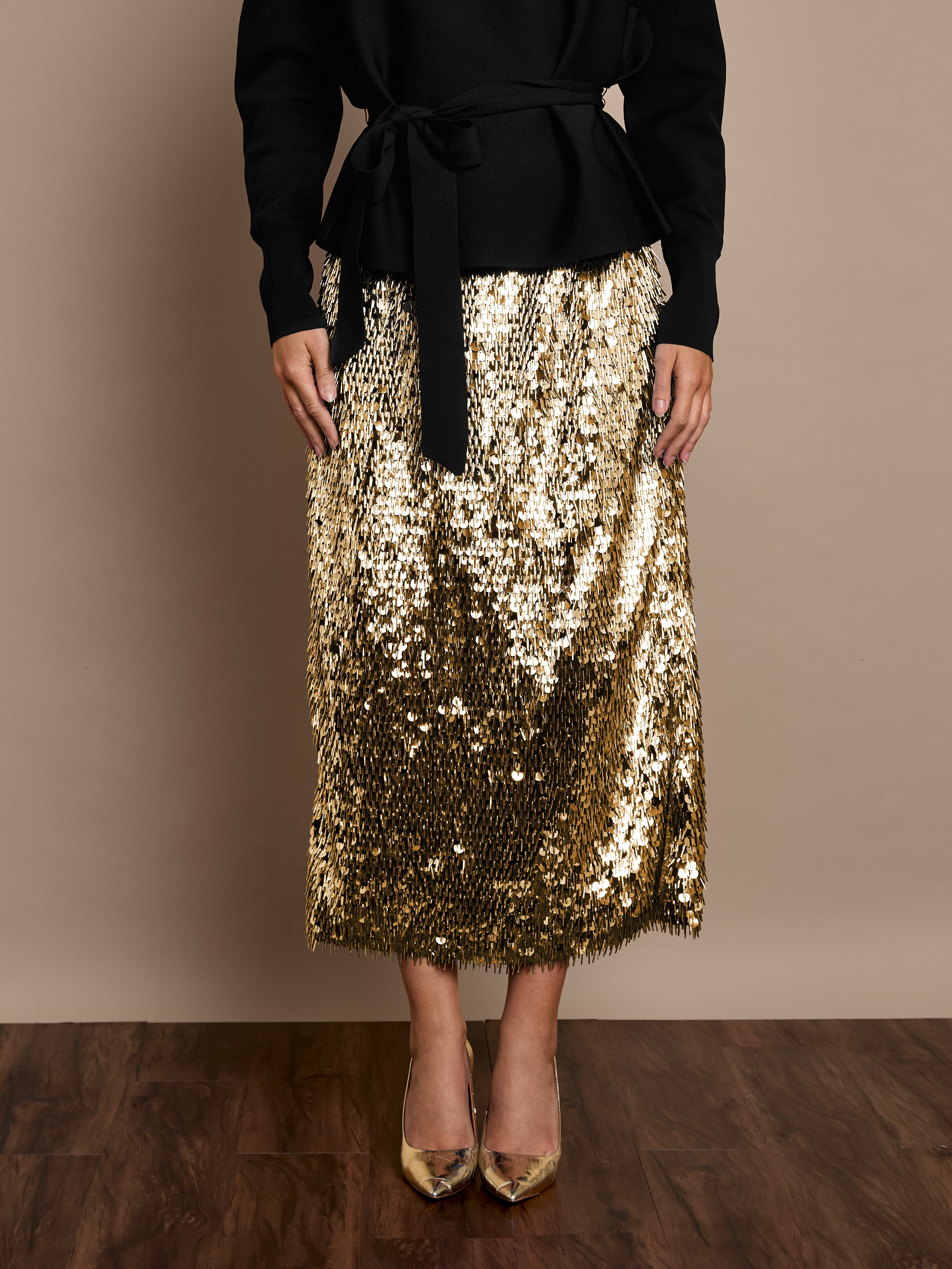 Simone Sequin Skirt Gold