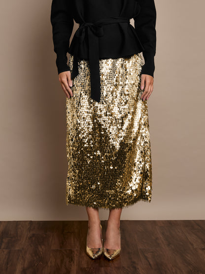 Simone Sequin Skirt Gold
