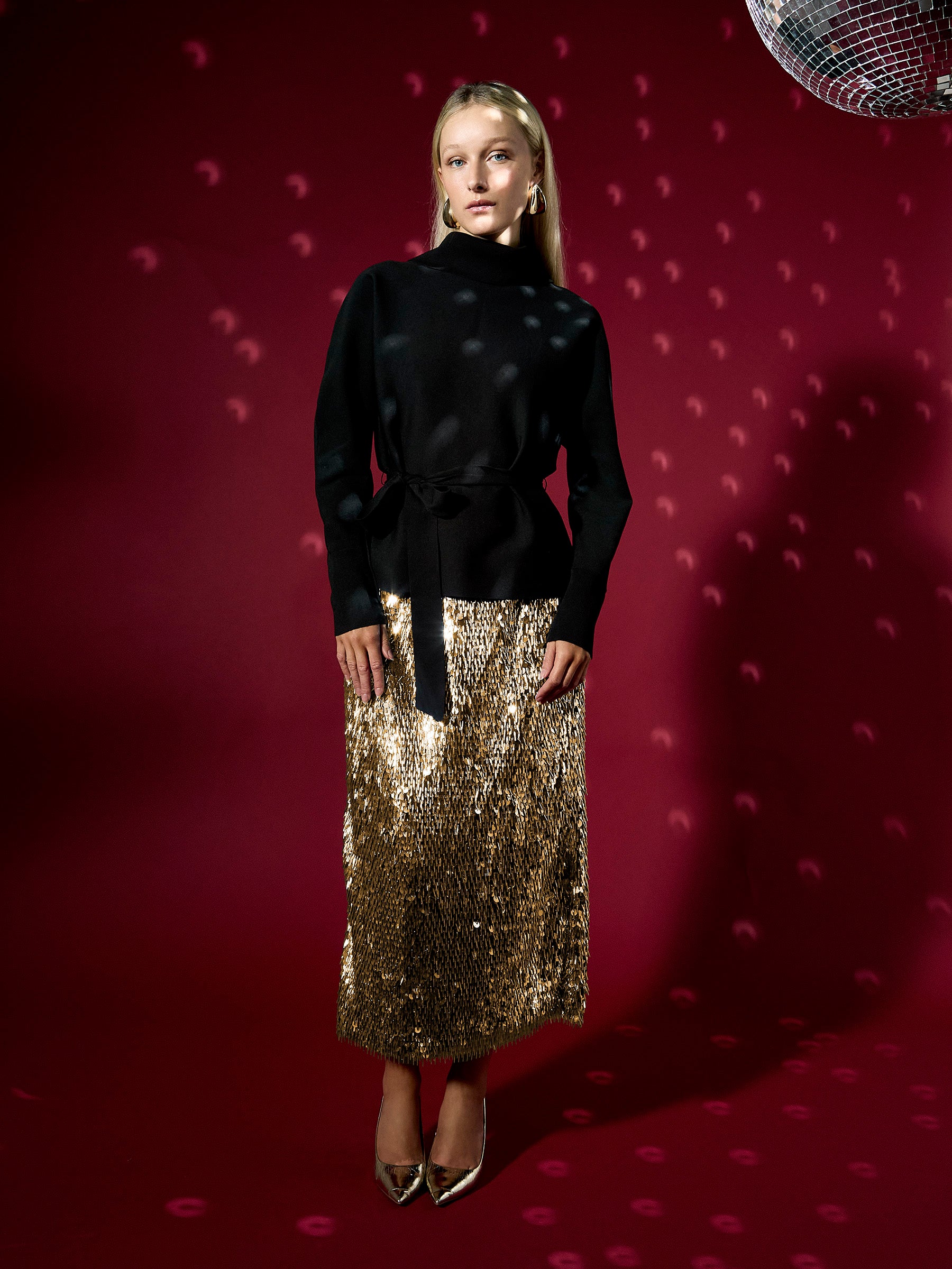 Simone Sequin Skirt Gold