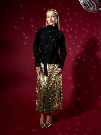 Simone Sequin Skirt Gold
