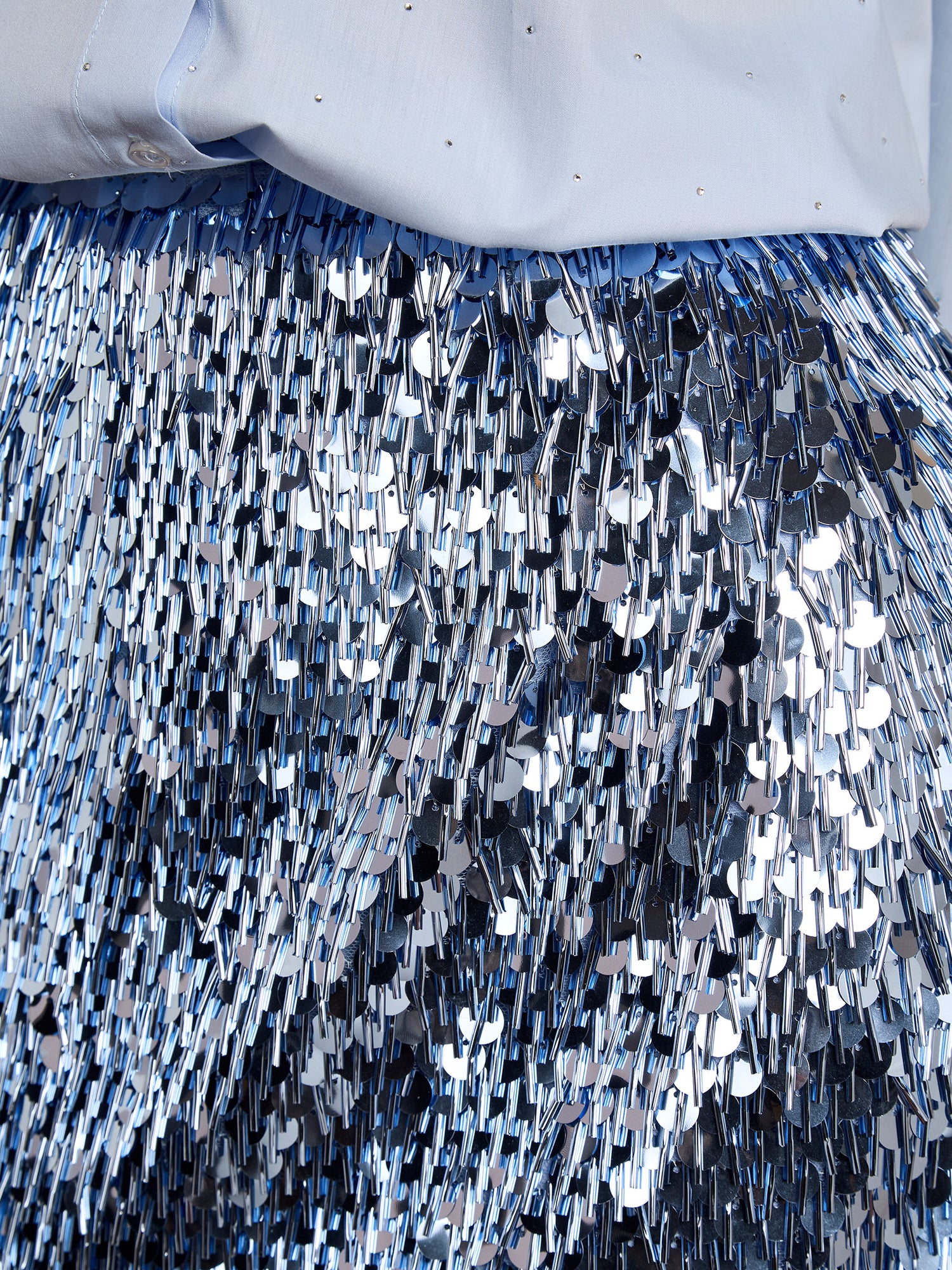Simone Sequin Midi Skirt Blue