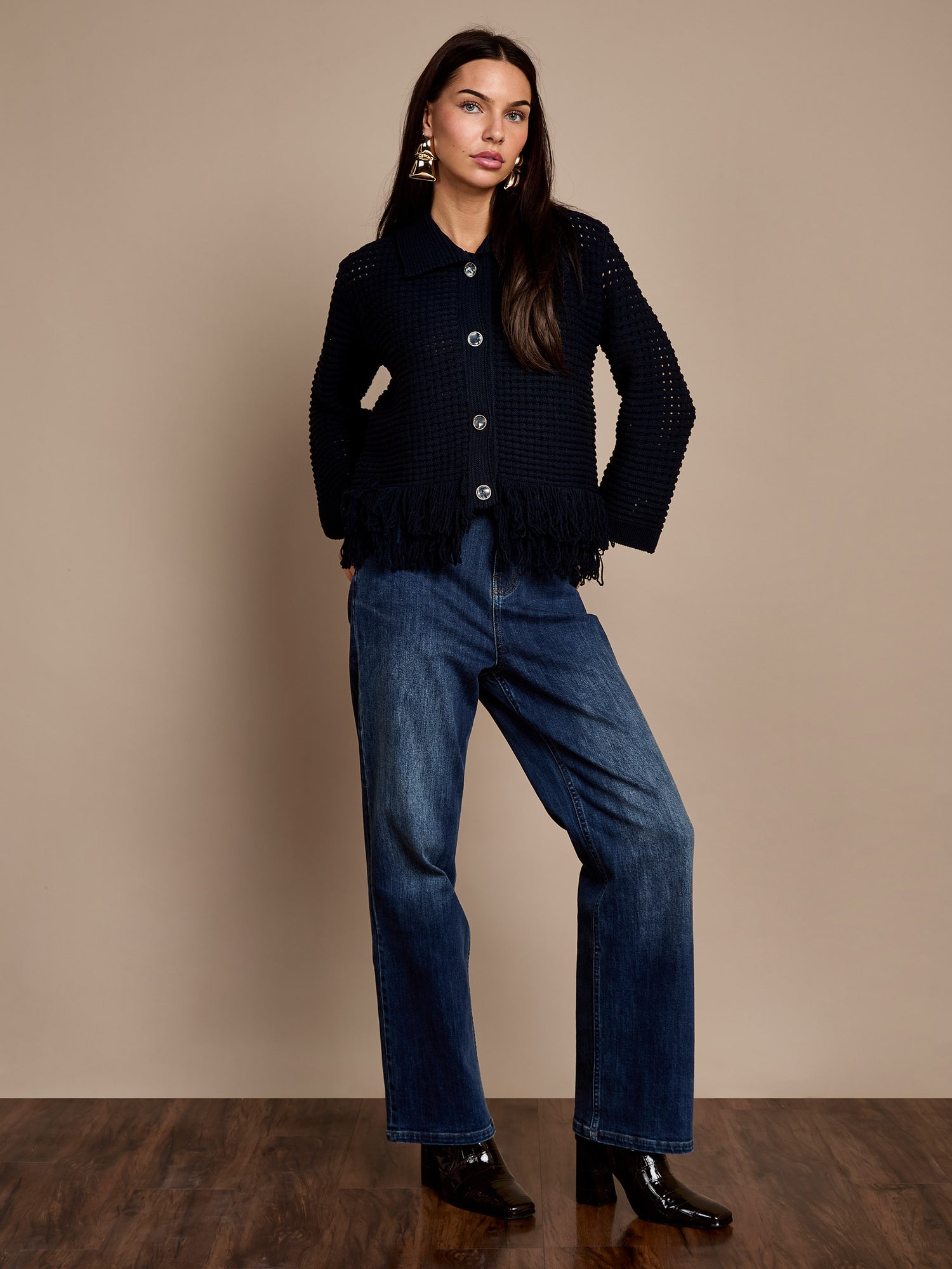 Daria Navy Tassle Cardigan