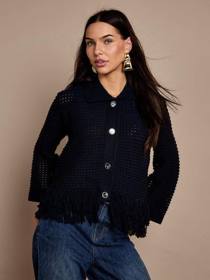 Daria Navy Tassle Cardigan