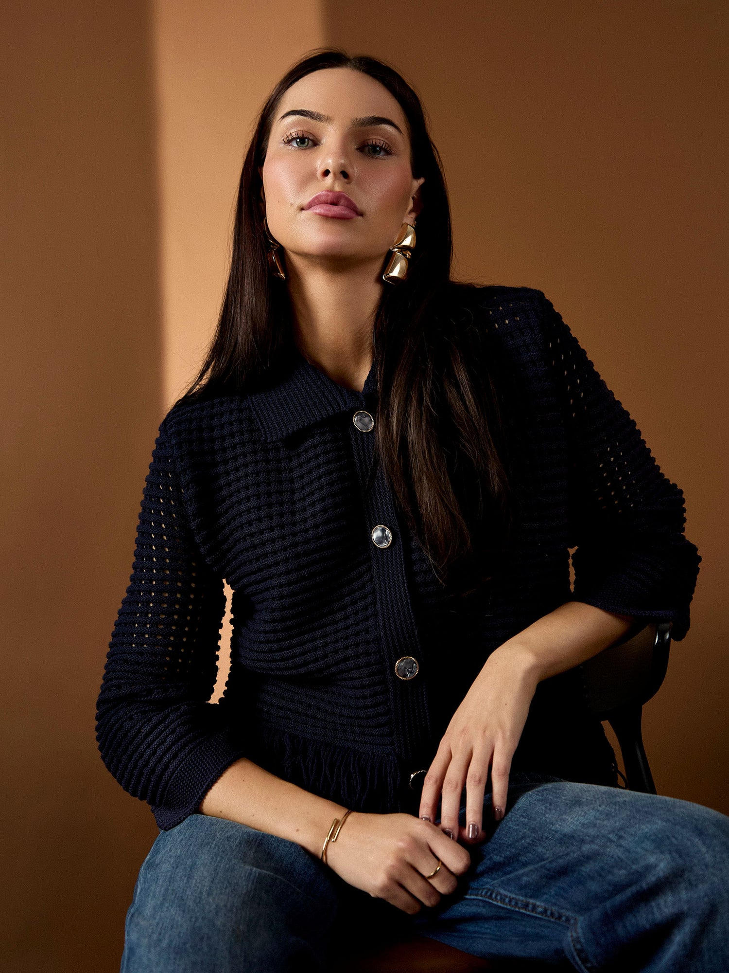 Daria Navy Tassle Cardigan