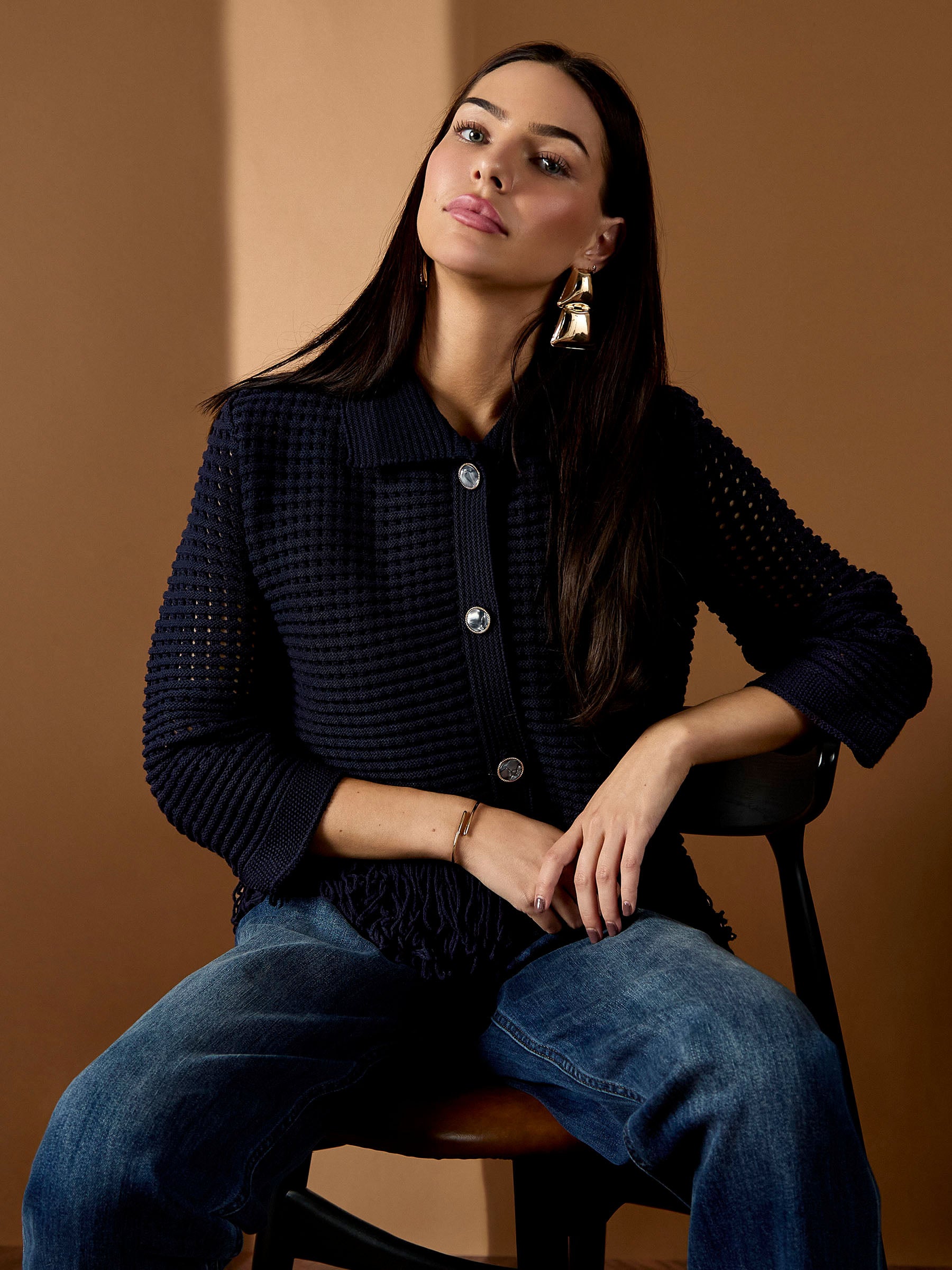 Daria Navy Tassle Cardigan