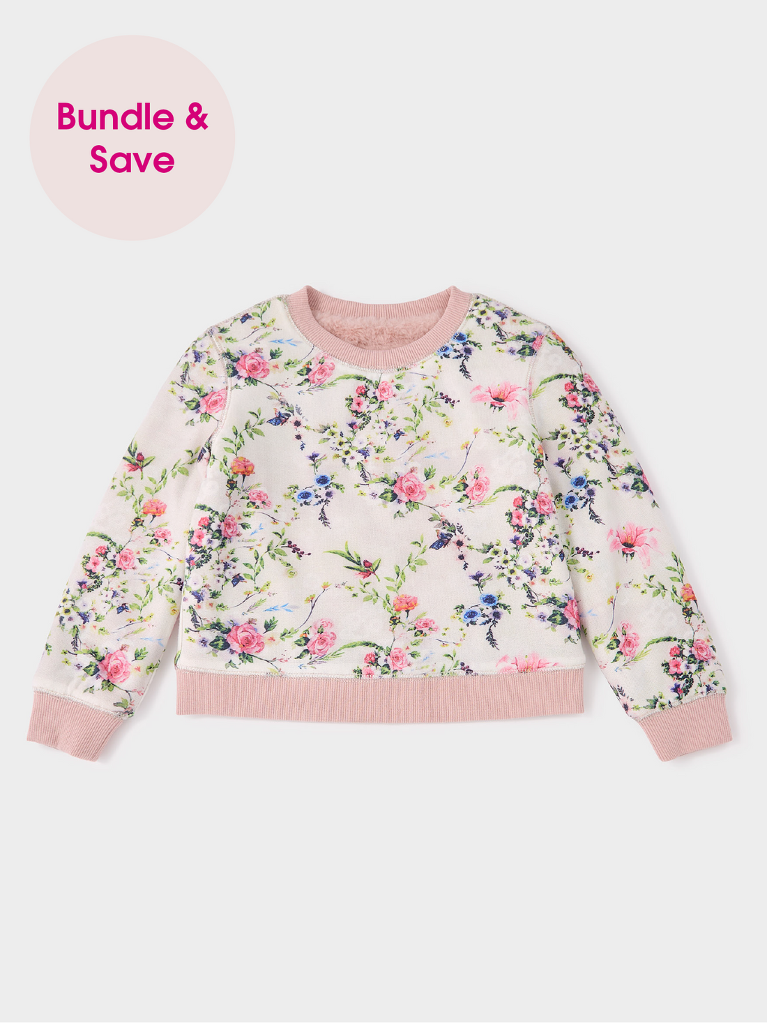 GWD Faye Cathy Reversible Faux Fur and Floral Print Sweatshirt