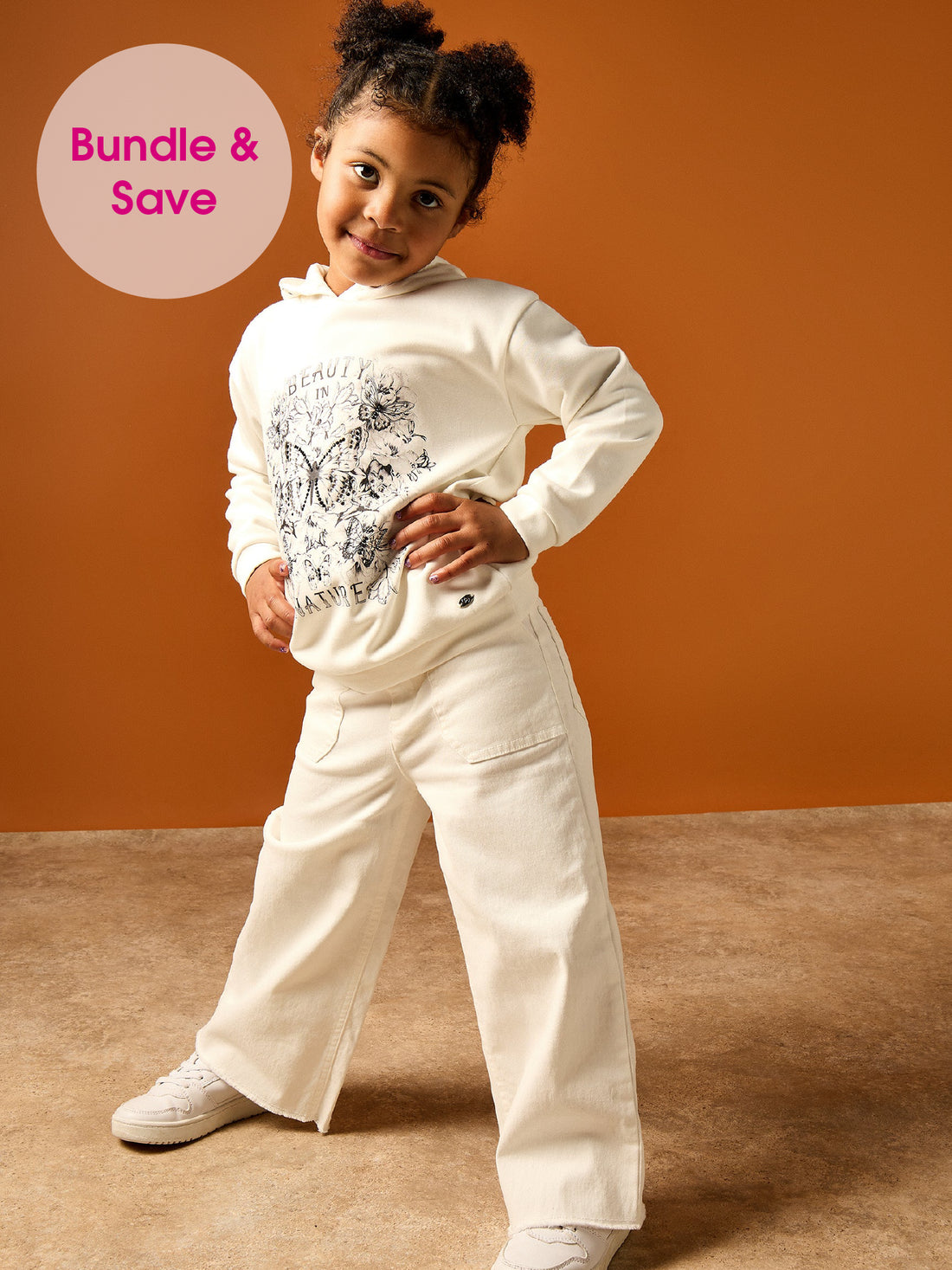 GWD Grace Cream Wide Leg Jean