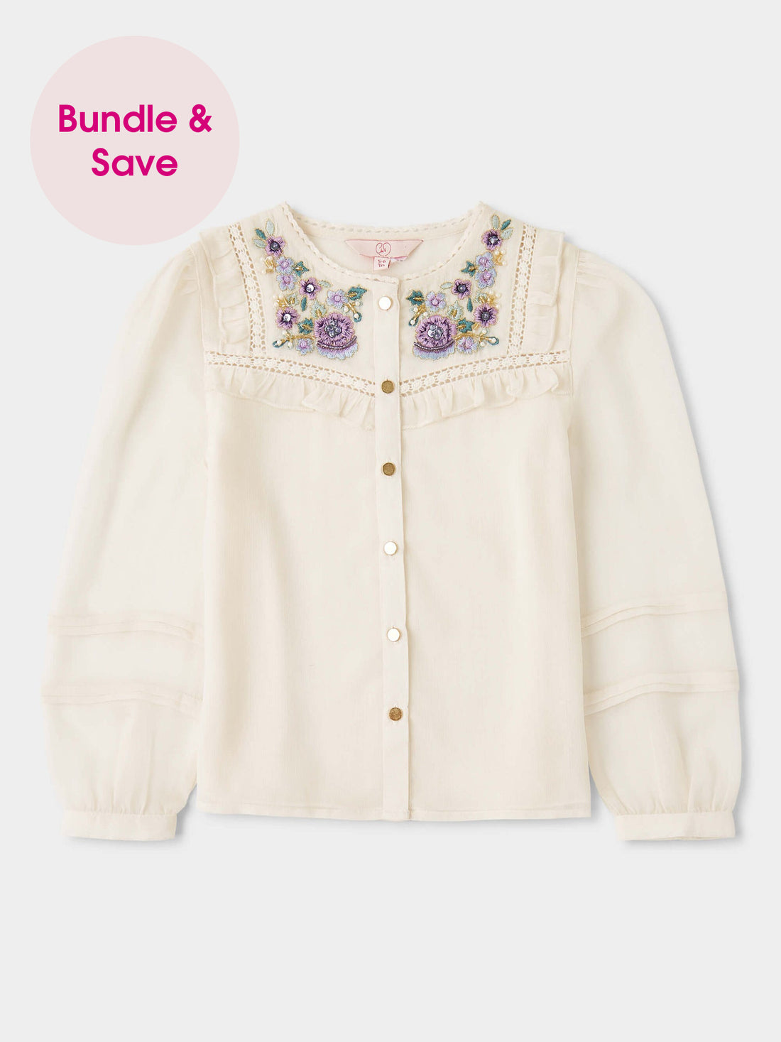 GWD Lacey Button Through Embroidered Blouse