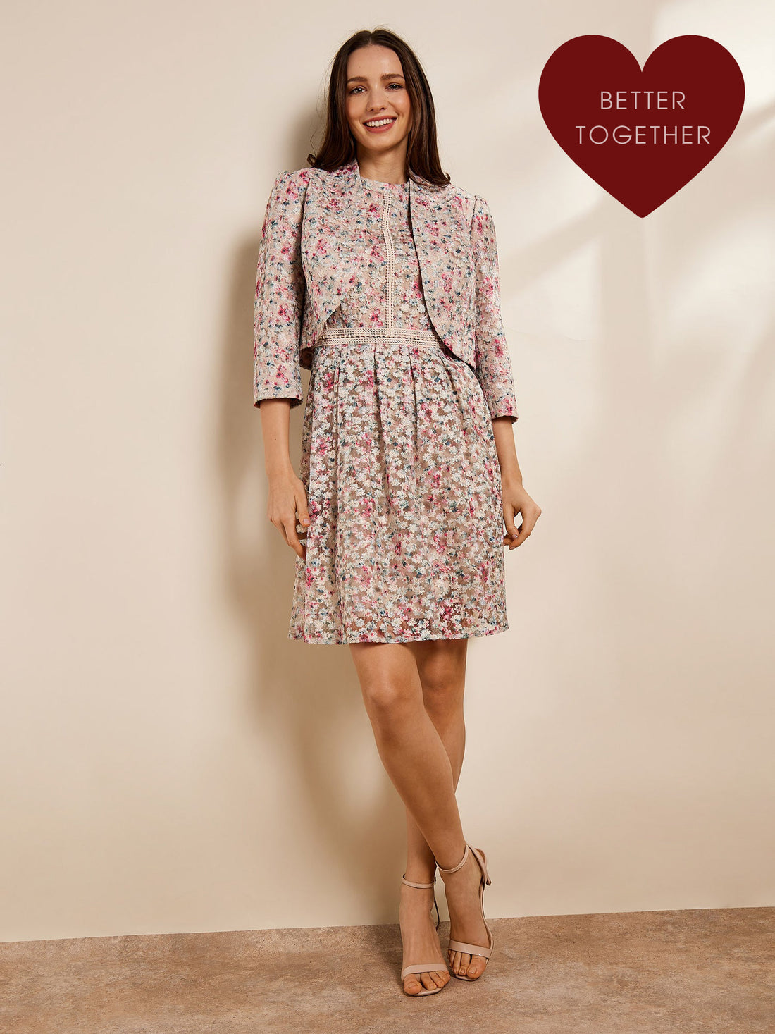 Paytona Floral Print Lace Dress and Lace Jacket Outfit