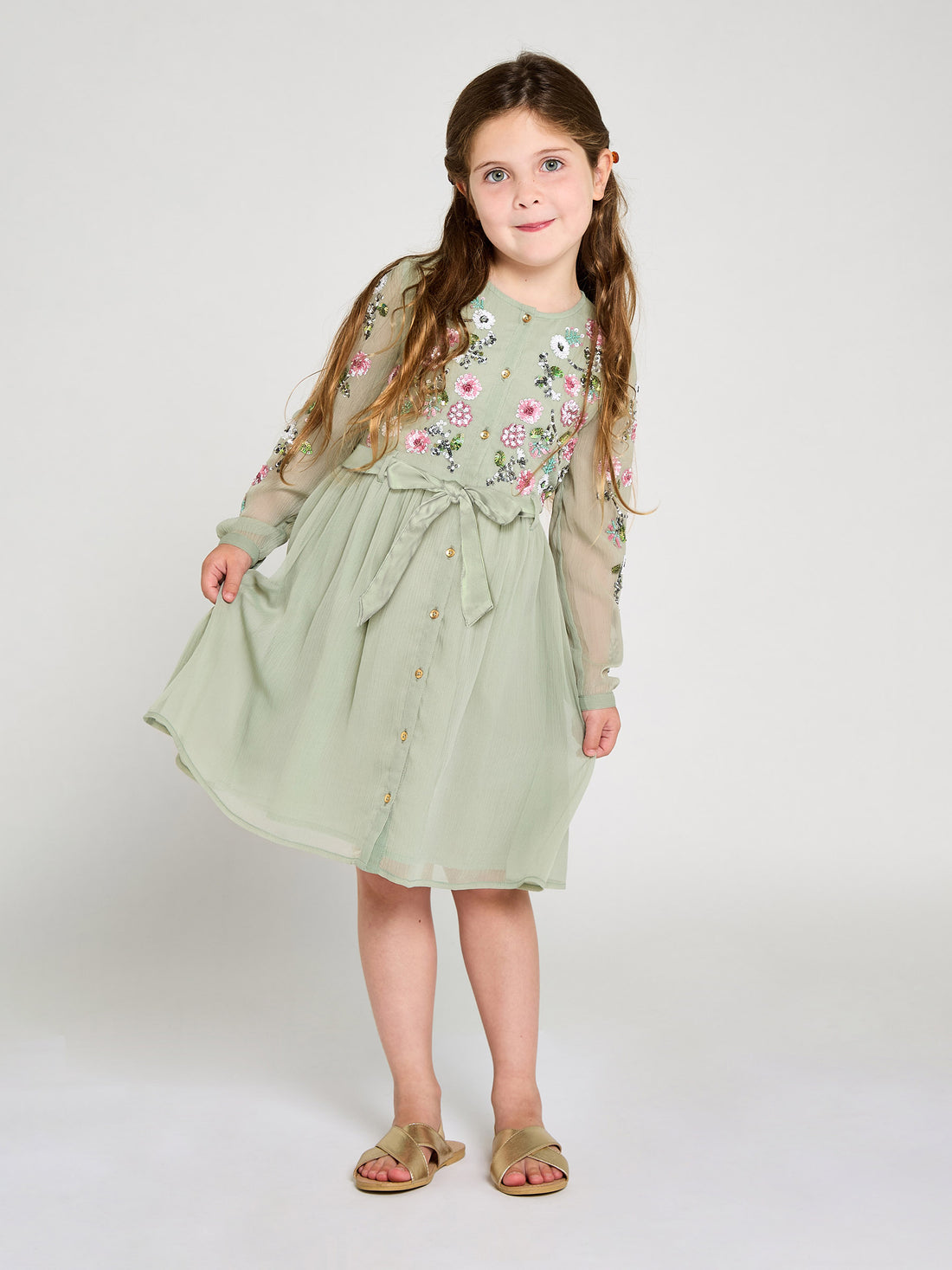 GWD Emmie Embellished Dress Sage