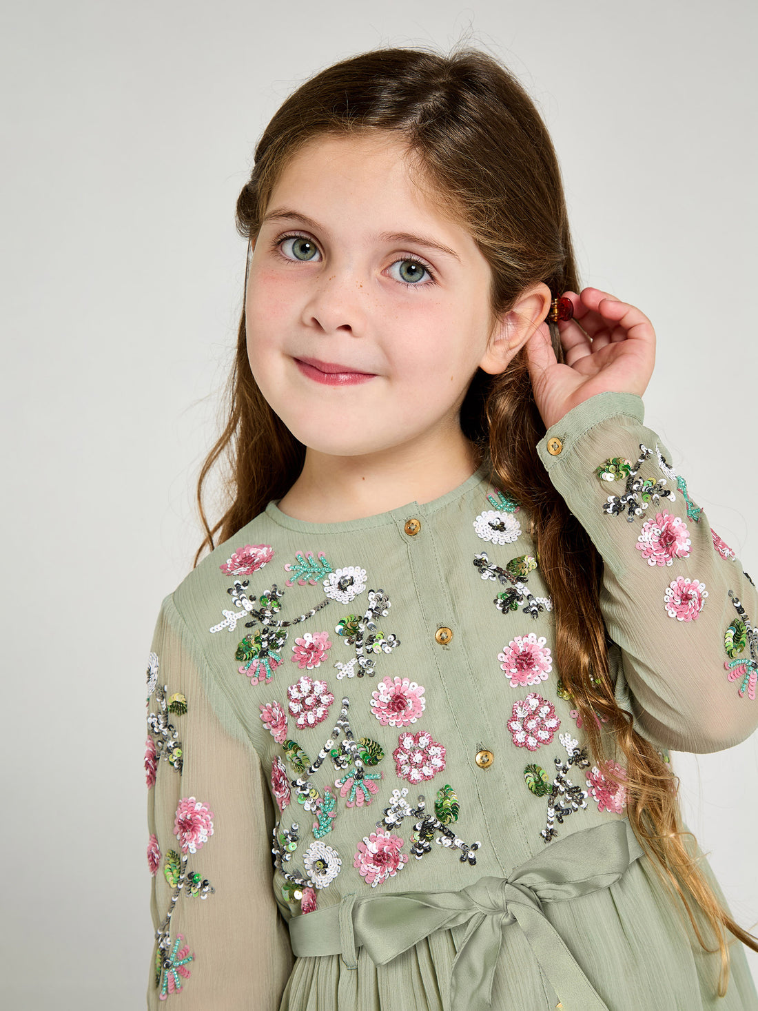 GWD Emmie Embellished Dress Sage