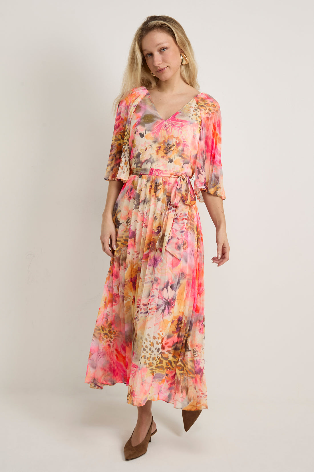 GWD Delphine Floral Print Midi Dress