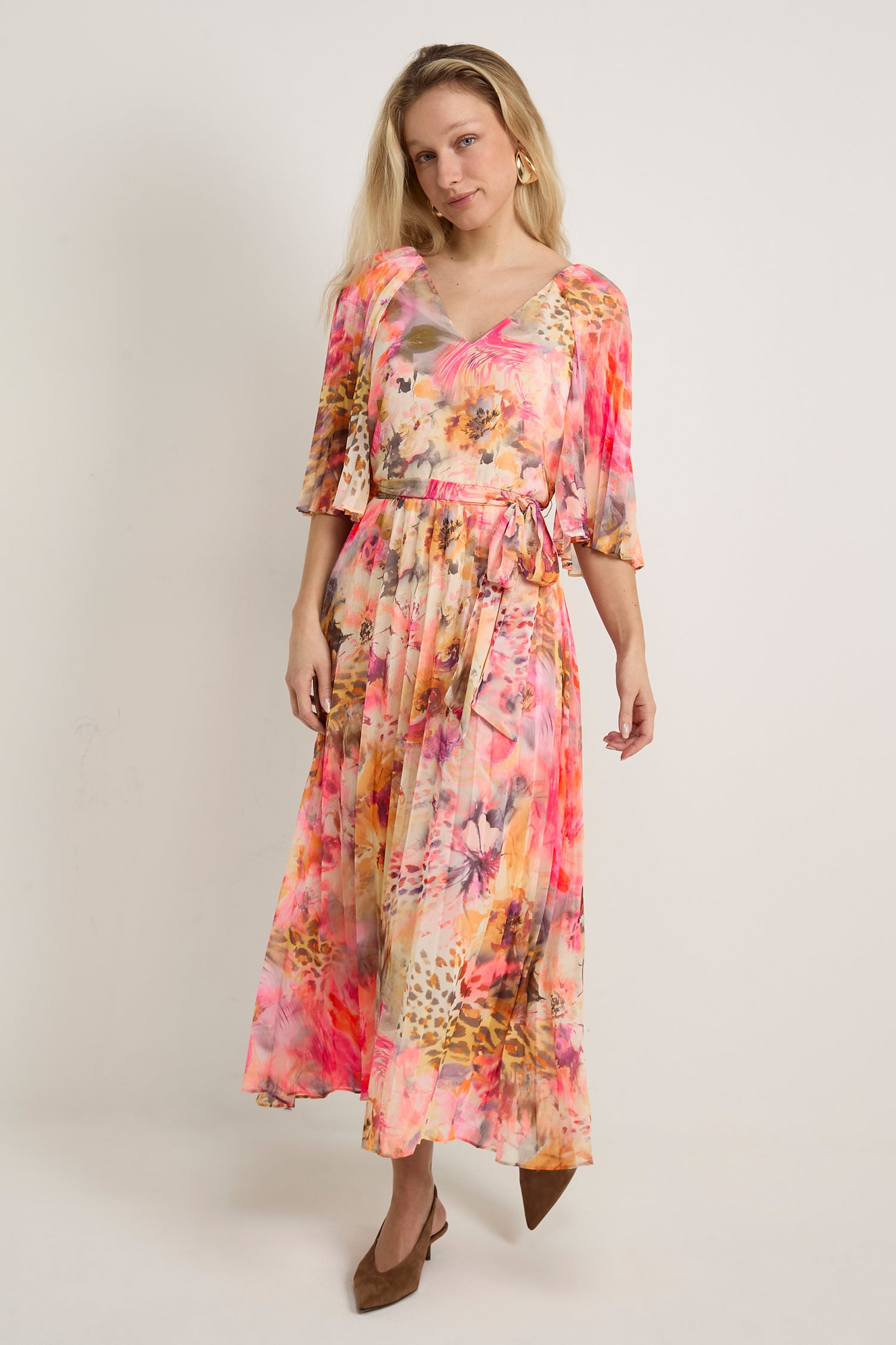 GWD Delphine Floral Print Midi Dress