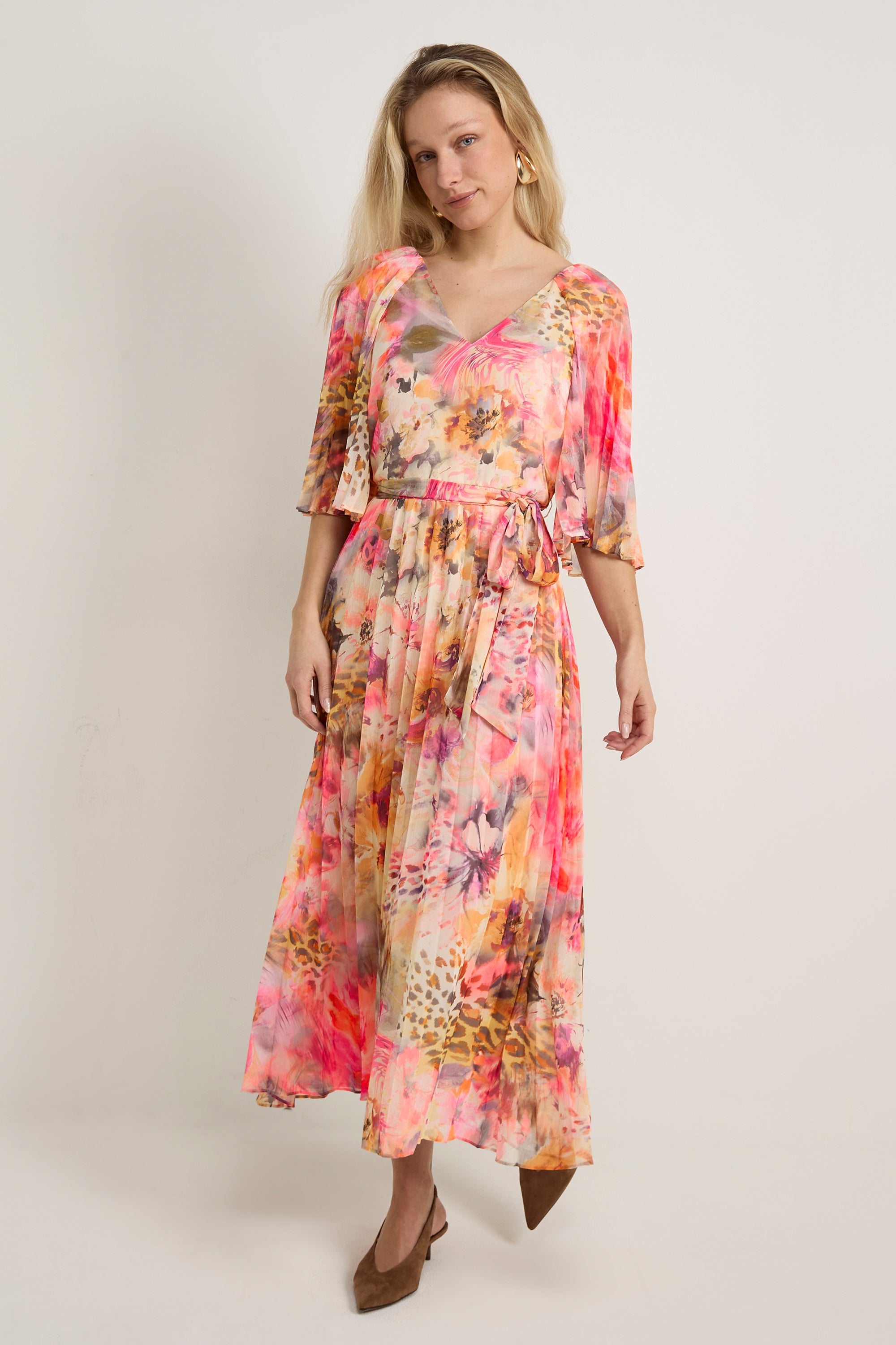 GWD Delphine Floral Print Midi Dress
