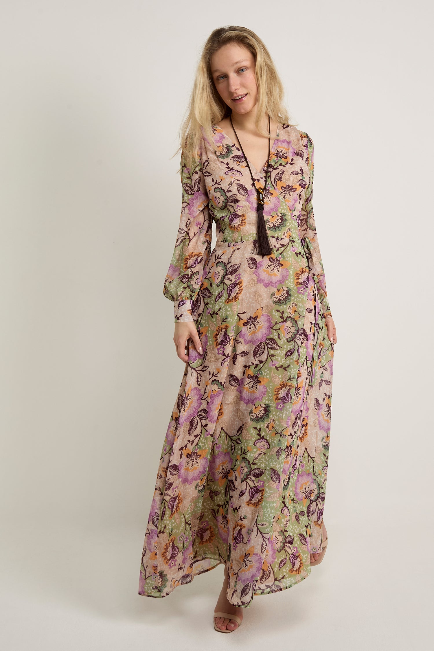 GWD Claudina Floral Print Maxi Wrap Dress
