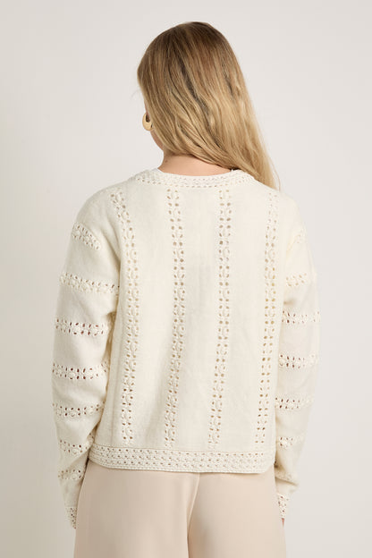 GWD Rachel Cream Crochet Knit Cardigan