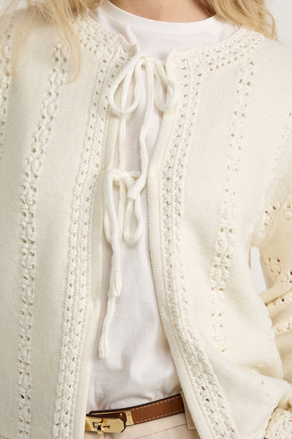 GWD Rachel Cream Crochet Knit Cardigan