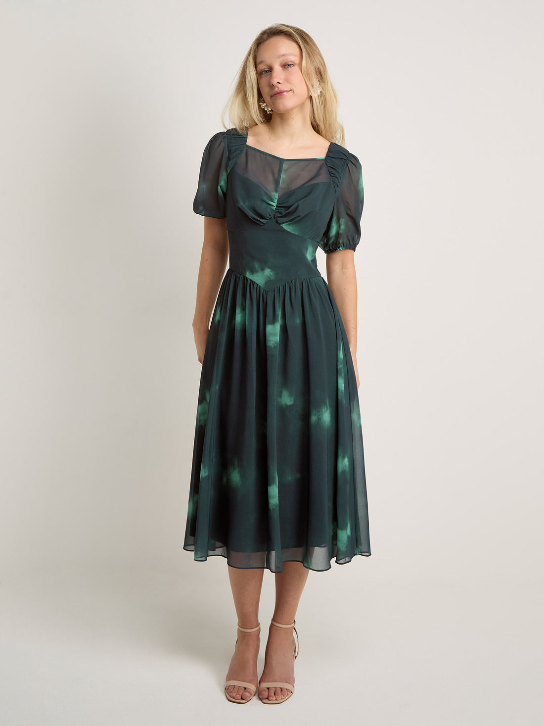 GWD Calla Green Printed Midi Dress