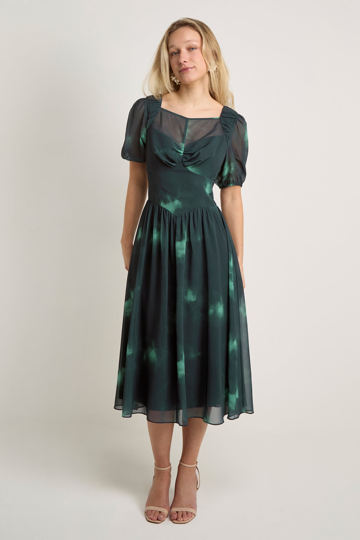 GWD Calla Green Printed Midi Dress