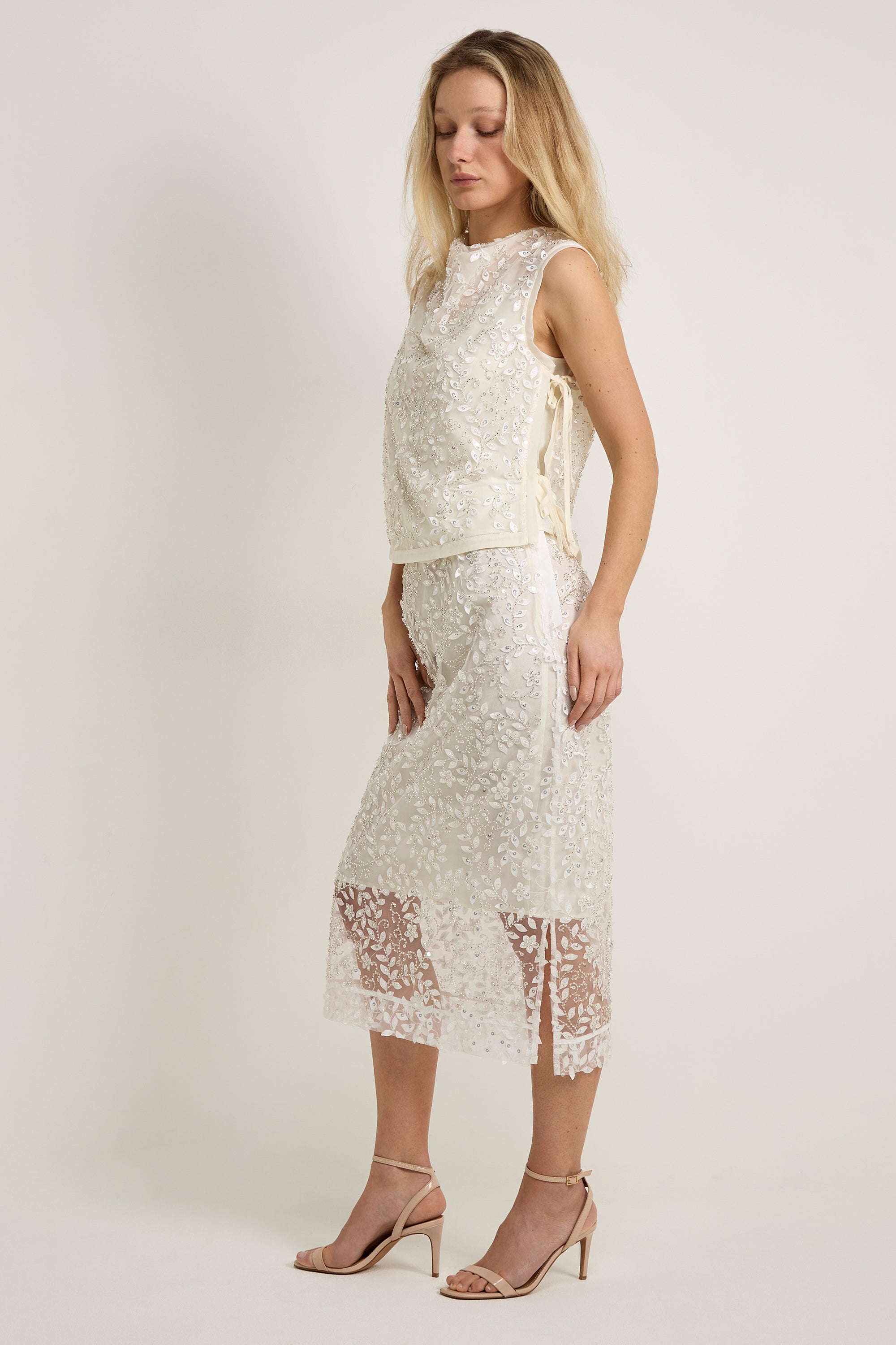 GWD Imara Floral Embroidery, Sheer Sparkle Skirt