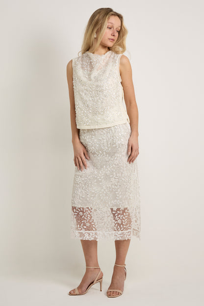 GWD Imara Floral Embroidery, Sheer Sparkle Skirt