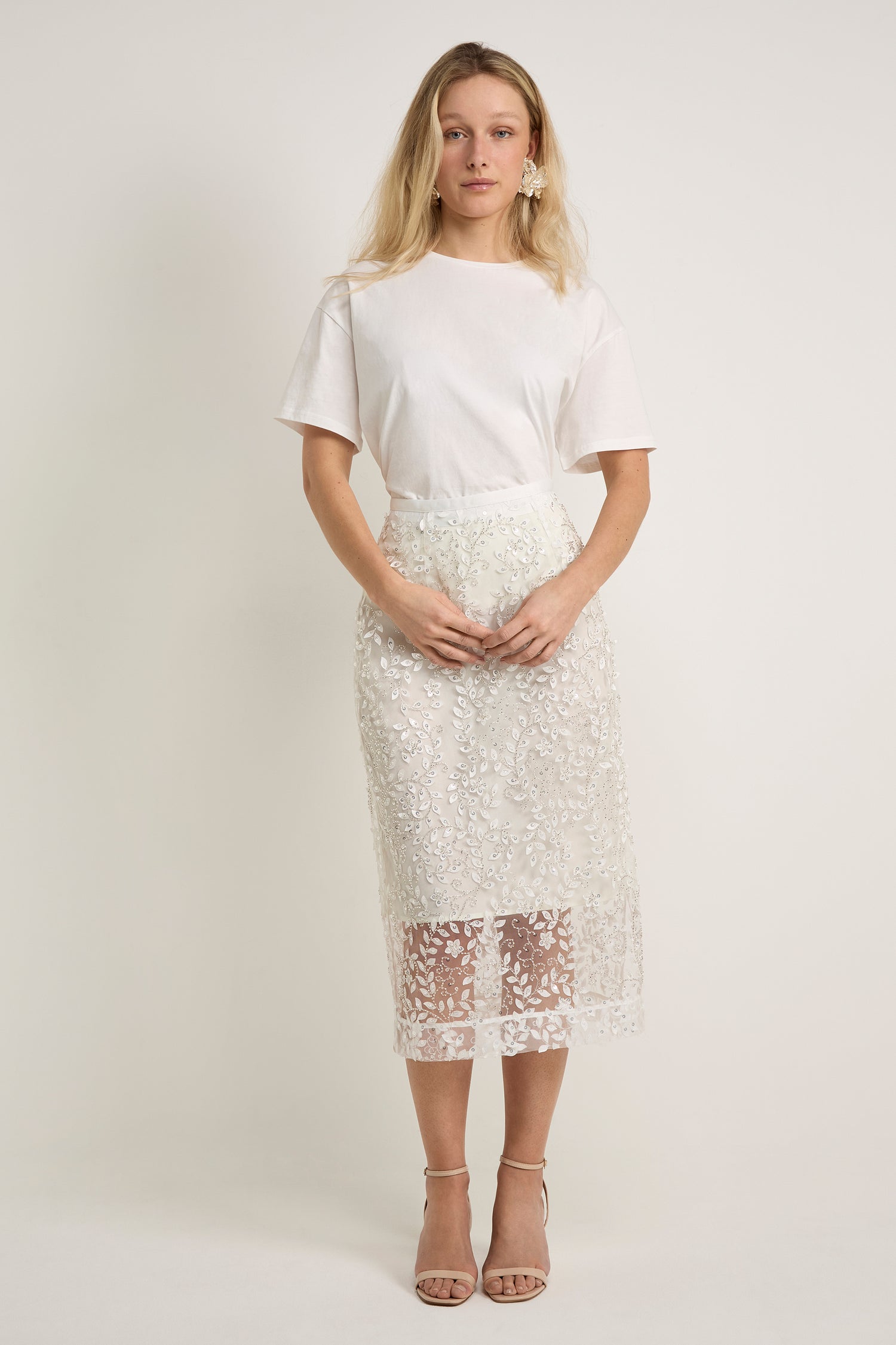 GWD Imara Floral Embroidery, Sheer Sparkle Skirt
