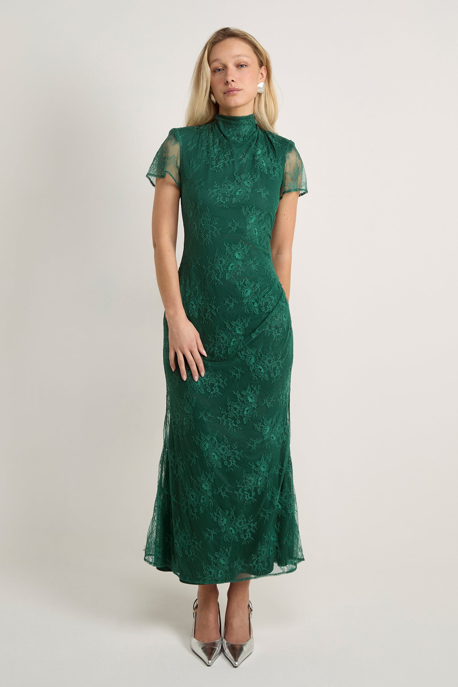 GWD Gracie Green Lace Maxi Dress