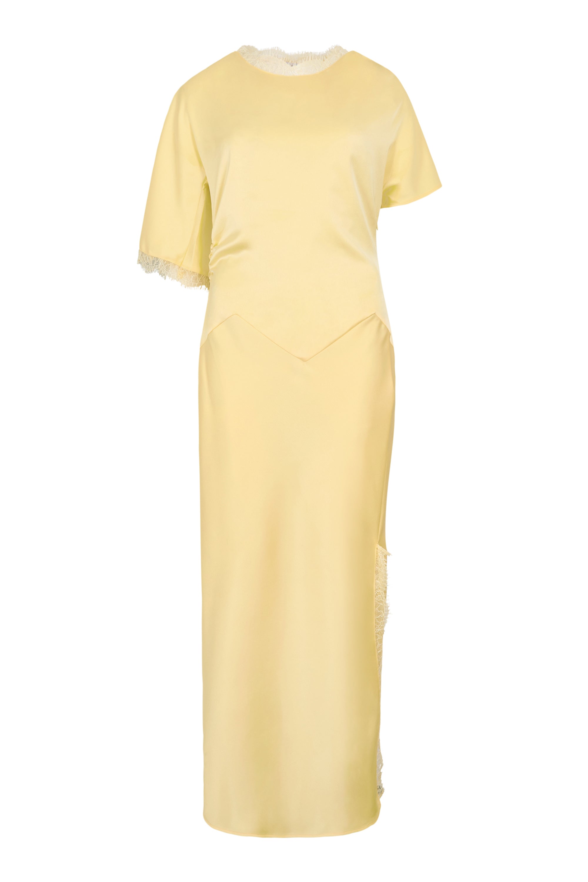 GWD Rowana Yellow Satin Lace Detail Maxi Dress