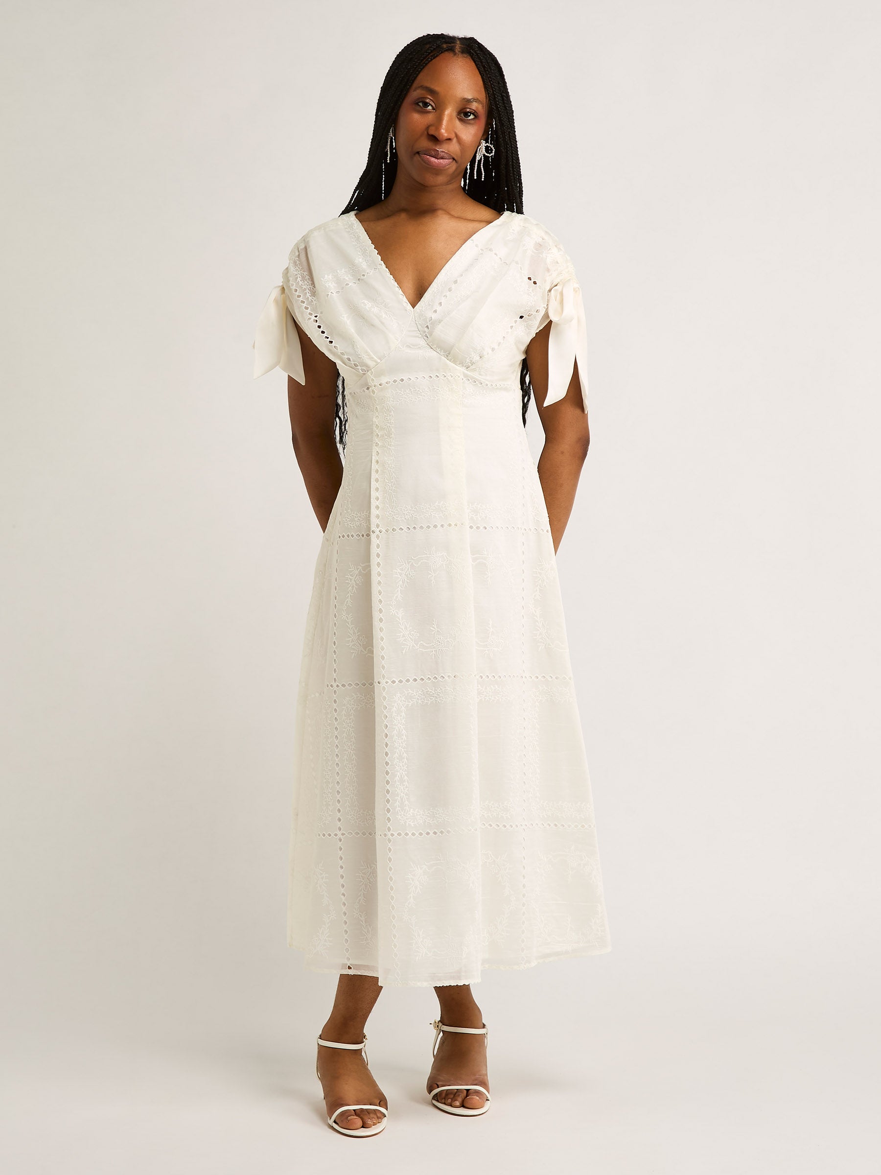 GWD Petula Embroidered White Midi Dress