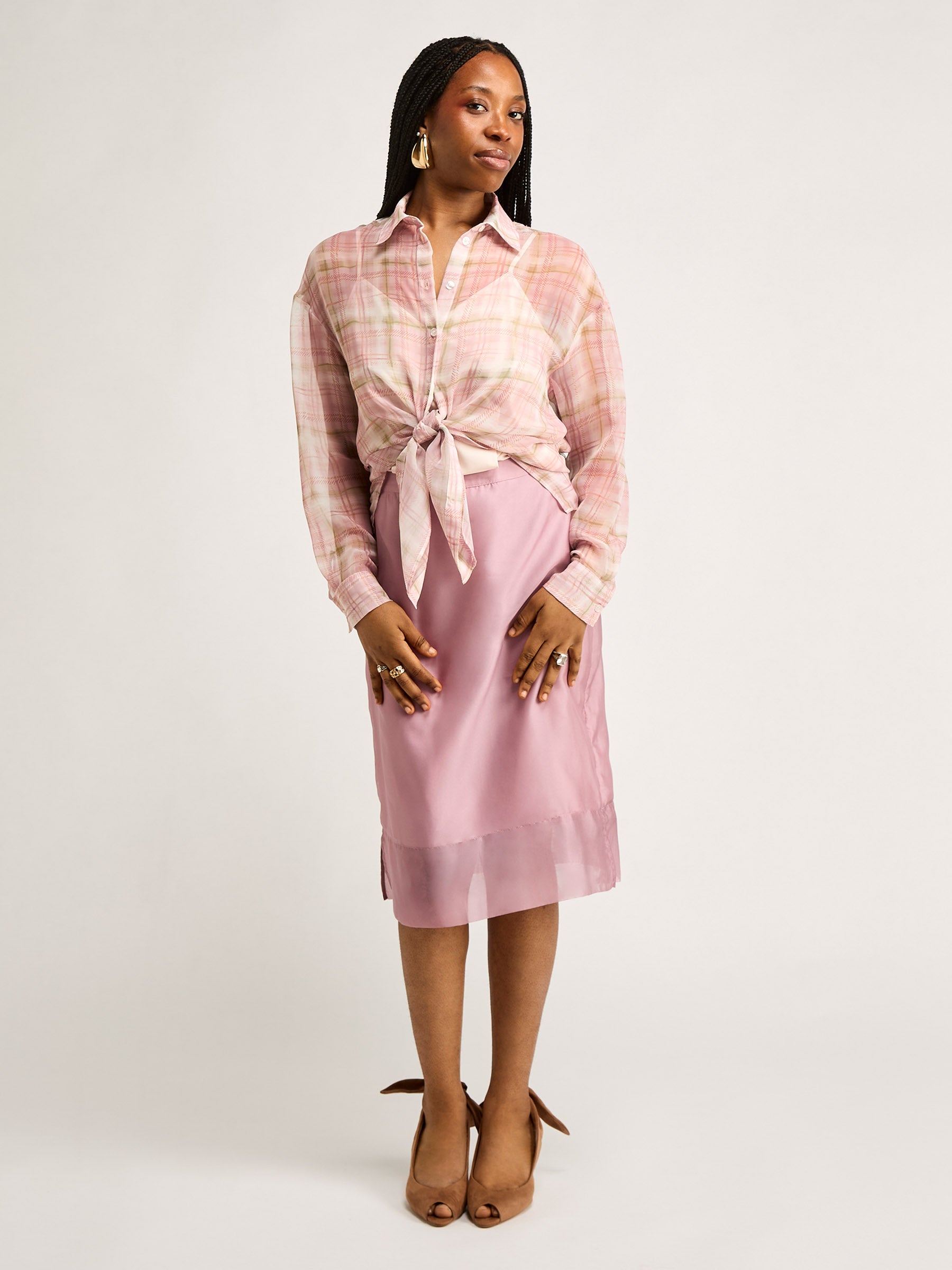 GWD Organza Orchid Pink Midi Skirt