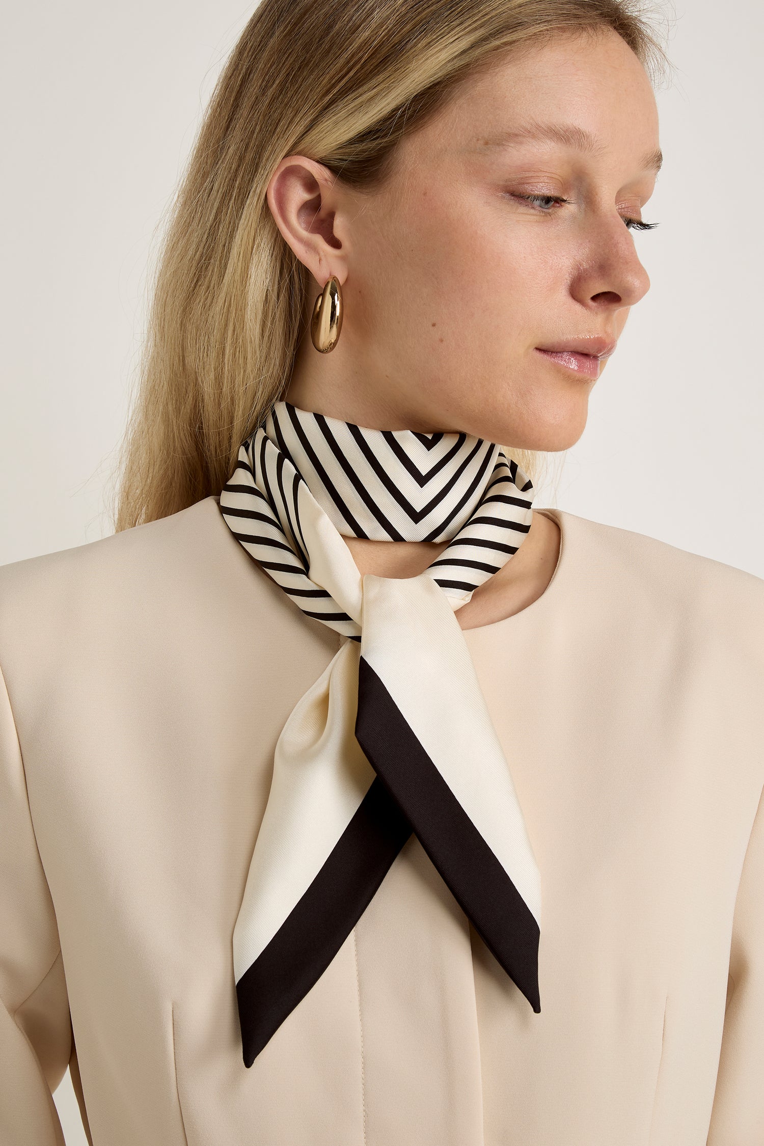 GWD Skinny Black &amp; White Stripe Silk Scarf