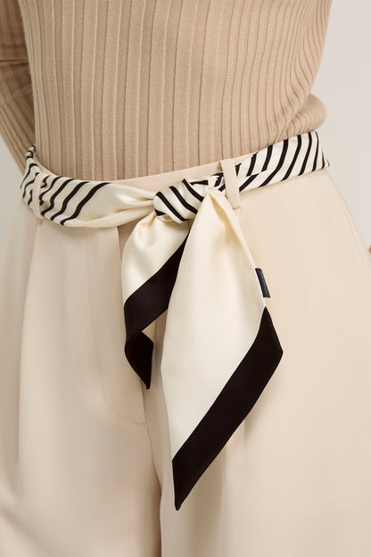 GWD Skinny Black &amp; White Stripe Silk Scarf