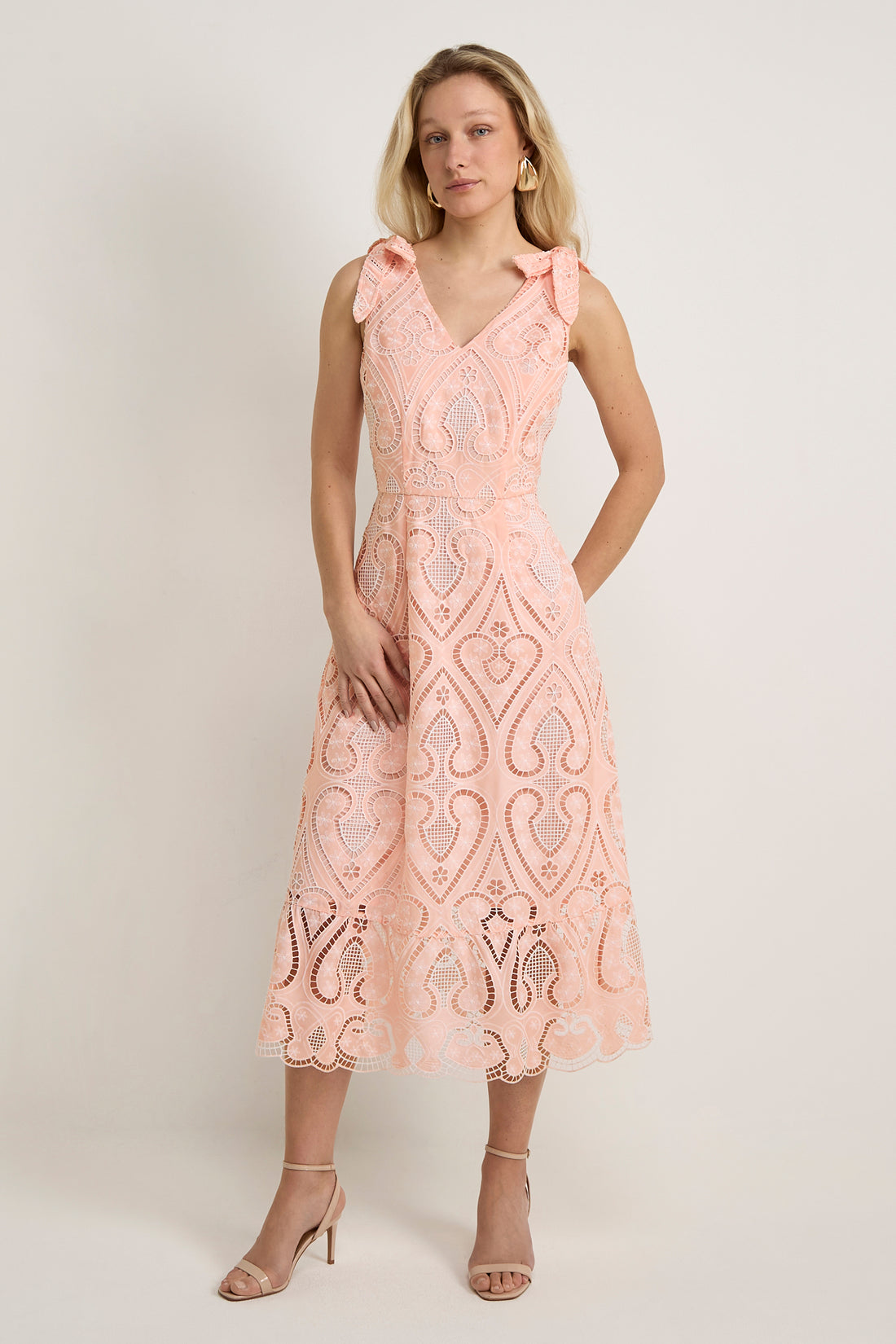 GWD Doris Pink Lace Midi Dress
