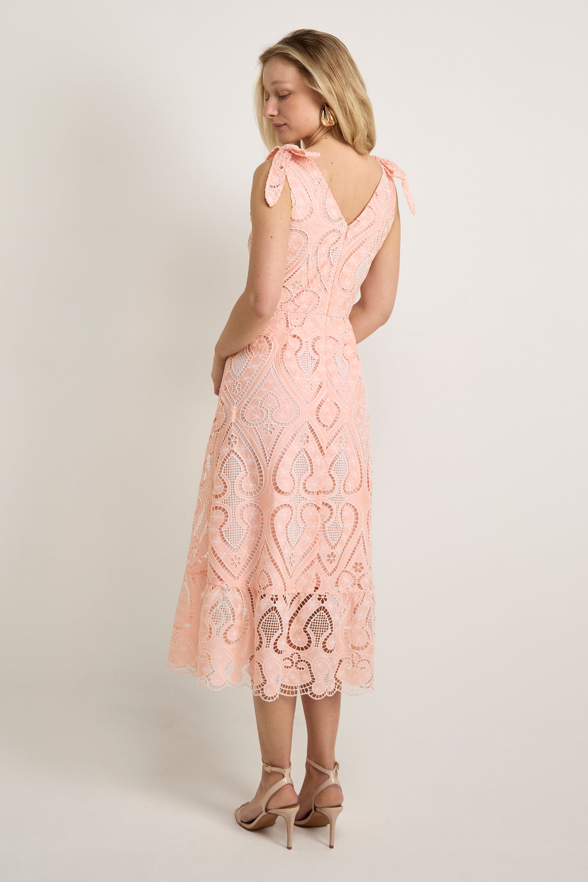 GWD Doris Pink Lace Midi Dress