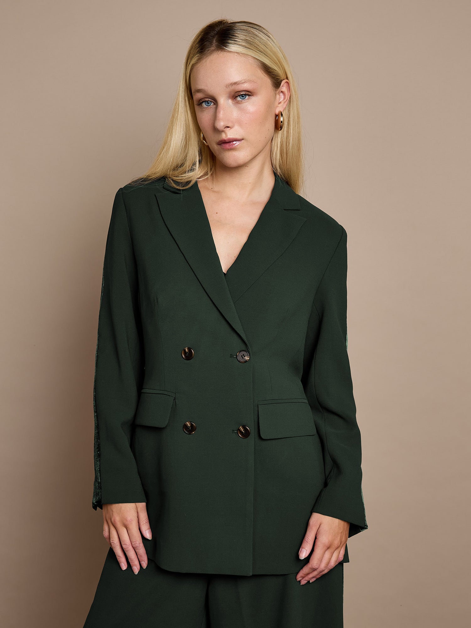 Winter Taylor Green Velvet Trim Jacket